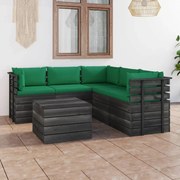 vidaXL 6-delige Loungeset met kussens pallet massief grenenhout