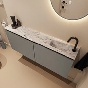 Mondiaz Ture DLux toiletmeubel 120cm smoke met wastafel glace rechts met kraangat