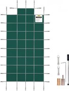 VEVOR zwembadafdekking, geschikt voor 6,1 x 11,6 cm, veiligheidszwembadafdekking, netstof met eindtreden van 1,2 x 2,4 m in het midden, zwembadveiligheidsafdekking voor de winter