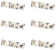 Set van 6 Grote Inbouwspot wit AR111 trimless 3-lichts - Oneon QR111 / AR111 / G53 Binnenverlichting Lamp