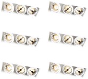 Set van 6 Inbouwspot wit AR111 trimless 3-lichts - Oneon