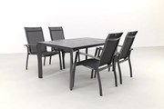 Kettler Legato/Edge stapelbare aluminium tuinset voor 4 personen 160x95 cm. - Antraciet