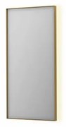 INK SP32 spiegel - 50x4x100cm rechthoek in stalen kader incl indir LED - verwarming - color changing - dimbaar en schakelaar - geborsteld mat goud 8410012