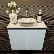 Mondiaz Fowy toiletmeubel 60cm clay met witte waskom midden zonder kraangat