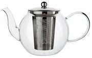 Theepot met theezeefje, bol, glas, 1,2 l