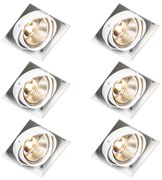 Set van 6 Inbouwspot wit GU10 AR111 trimless verstelbaar - Oneon