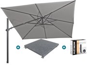 4-Seasons zweefparasol Siesta Premium 300 x 300 - Charcoal met voet en hoes