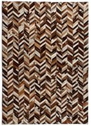 vidaXL Vloerkleed chevron patchwork 80x150 cm echt leer bruin/wit