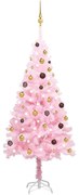 vidaXL Kunstkerstboom met LED's en kerstballen 180 cm PVC roze