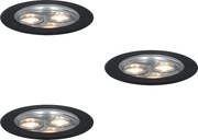 Set van 3 moderne grondspots zwart 3-lichts IP65 - Tribus