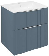 Sapho Cirasa badmeubel 60cm met blauw ribbelfront en witte wastafel