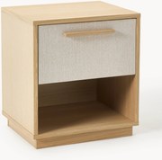 Houten nachtkastje Wisp met gestoffeerde voorkant