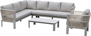 Veneto hoek loungeset 4 delig aluminium latte zand rope