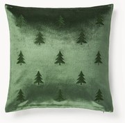 Fluwelen kussenhoes Isadora met kerstboomborduursel