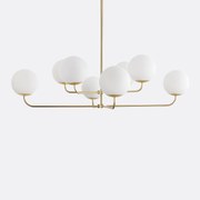 Hanglamp in messing en opaline glas, Moricio