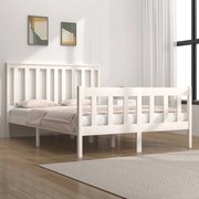 vidaXL Bedframe massief grenenhout wit 120x190 cm 4FT Small Double