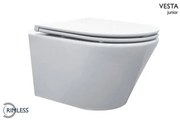 Wiesbaden Vesta junior wandcloset rimless verkort met Flatline toiletzitting softclose en quick release glans wit 32.3416