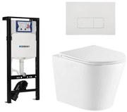 QeramiQ Dely Toiletset - 36.3x51.7cm - diepspoel - rimless - Inbouwreservoir met Geberit UP320 spoelmechanisme - softclose toiletzitting - glans witte bedieningsplaat - rechtehoekige knoppen - wit glans SW1026255/SW1381697/SW706187/SW1159504