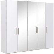 Goossens Kledingkast Easy Storage Ddk, Kledingkast 253 cm breed, 220 cm hoog, 2x glas draaideur en 3x spiegel draaideur midden