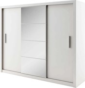 Kledingkast Cirdelu 101, Wit, 215x250x60cm, 206 kg, Kledingkast deuren: Schuivend, Aantal planken: 6, Aantal planken: 6