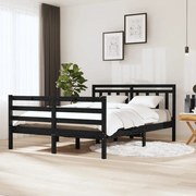 vidaXL Bedframe massief hout zwart 135x190 cm 4FT6 Double