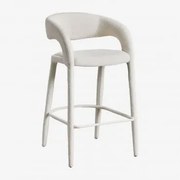 Set Van 2 Hoge Krukken 75 Cm Gestoffeerd Arazeina Bouclé Wit - Sklum