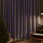 vidaXL Lichtsnoergordijn met 300 LED's en 8 functies 3x3 m blauw