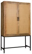 Tower Living Mangohouten Kast Met Rotan Naturel Carini - 110x45x190cm.