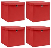 vidaXL Opbergboxen met deksels 4 st 32x32x32 cm stof rood