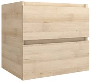 Fontana badkamermeubel 60cm beach eiken met Plieger Kansas wastafel glans wit zonder kraangat