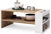 NEFRI Eik Wotan /Wit Mat - MODERNE KOFFIETAFEL MET LEGPLANK