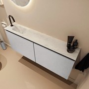 Mondiaz Ture DLux toiletmeubel 120cm plata met wastafel opalo links met kraangat