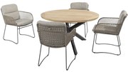 Aprilla Prado dining tuinset 130 cm rond 5 delig Pure 4 Seasons Outdoor