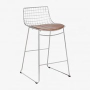 Pack Van 2 Hoge Krukken Met Rugleuning Van Staal Renee ↑65 Cm & Chroom & Kunstleren Koffie Vintage - Sklum