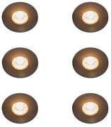 Set van 6 Moderne inbouwspot zwart rond IP44 - Xena