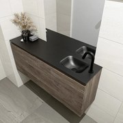 Mondiaz Olan 120cm toiletmeubel dark brown met wastafel urban rechts 1 kraangat