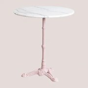 Ronde Bar Tafel Van Moka Marmer Suikerspinroos & Ø70 Cm - Sklum