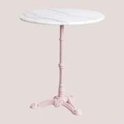 Ronde Bar Tafel Van Moka Marmer Suikerspinroos & Wit Marmer Guangxi & Ø70 Cm - Sklum