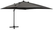 vidaXL Zweefparasol met paal en LED-verlichting 300 cm antracietkleur