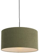 Hanglamp zwart met groene kap 50 cm - Combi 1
