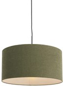 Stoffen Eettafel / Eetkamer Hanglamp zwart met groene kap 50 cm - Combi 1 Modern E27 rond Binnenverlichting Lamp