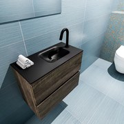 Mondiaz Ada 60cm toiletmeubel dark brown met wastafel urban rechts 1 kraangat