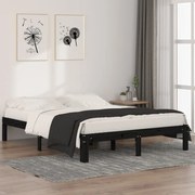 vidaXL Bedframe massief grenenhout zwart 140x190 cm