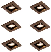 Set van 6 Moderne inbouwspot donkerbrons verstelbaar - Qure GU10 Binnenverlichting Lamp