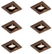 Set van 6 Moderne inbouwspot donkerbrons verstelbaar - Qure