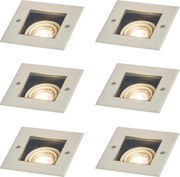 Set van 6 moderne grondspots beige GU10 50mm draai- en kantelbaar IP65 - Oneon
