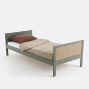 Eenpersoons rieten bed met lattenbodem, Caneo