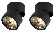 Set van 2 Moderne Spot / Opbouwspot / Plafondspots zwart rond verstelbaar - Go Nine Design, Industriele / Industrie / Industrial, Modern G9 Binnenverlichting Lamp