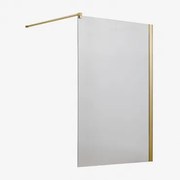 Vaste Douchewand Met 8 Mm Gehard Glas En Bristol Aluminium Geborsteld Goud & Transparant & 120 X 195 Cm - Sklum