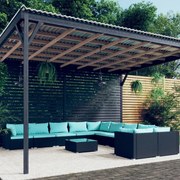 vidaXL 11-delige Loungeset met kussens poly rattan zwart